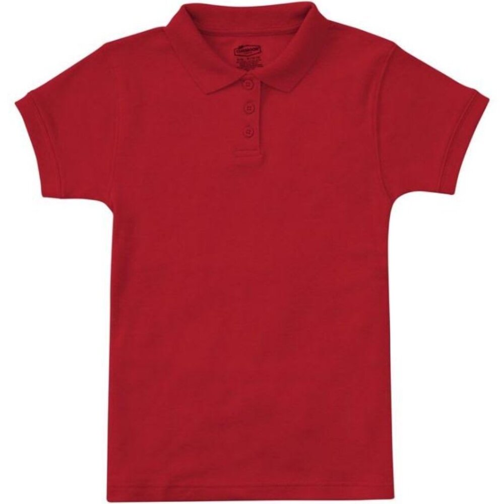 Classroom 58584 Girls Juniors Short Sleeve Fitted Interlock Polo Red